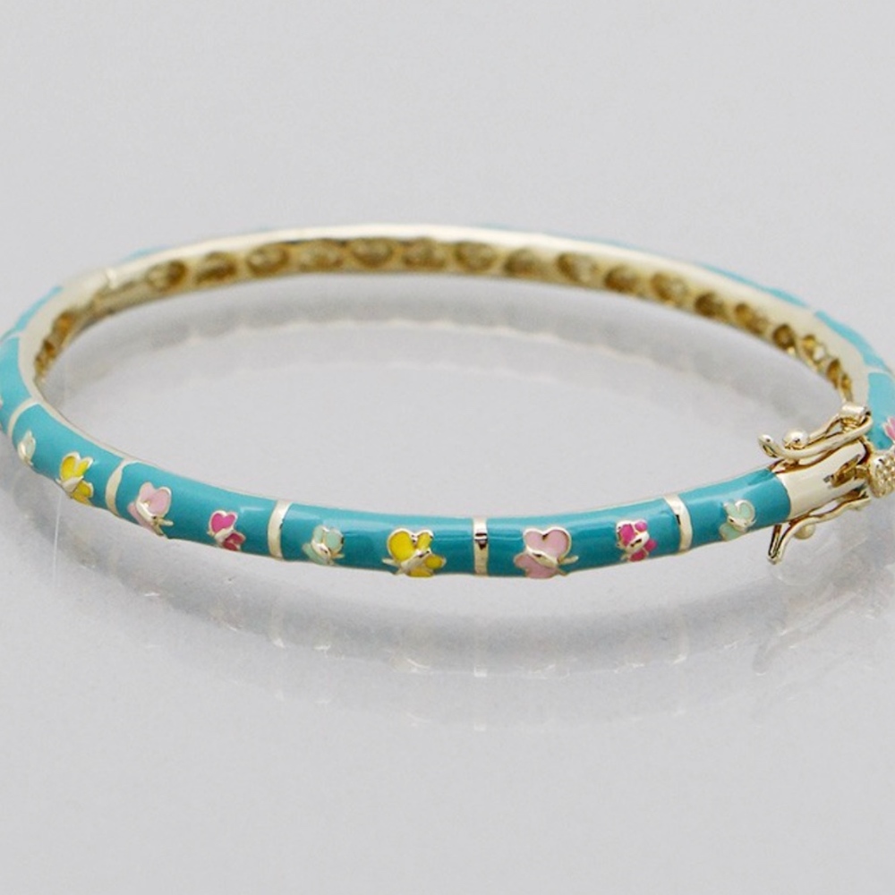 ✅JUST IN➡️Teal Butterfly 14k Gold Plated Bangle